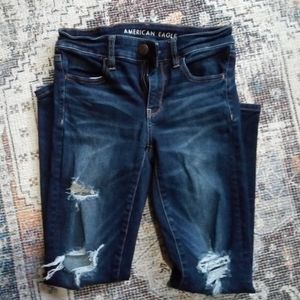 American Eagle Size 4S Destroyed Dark Wash Jeans
